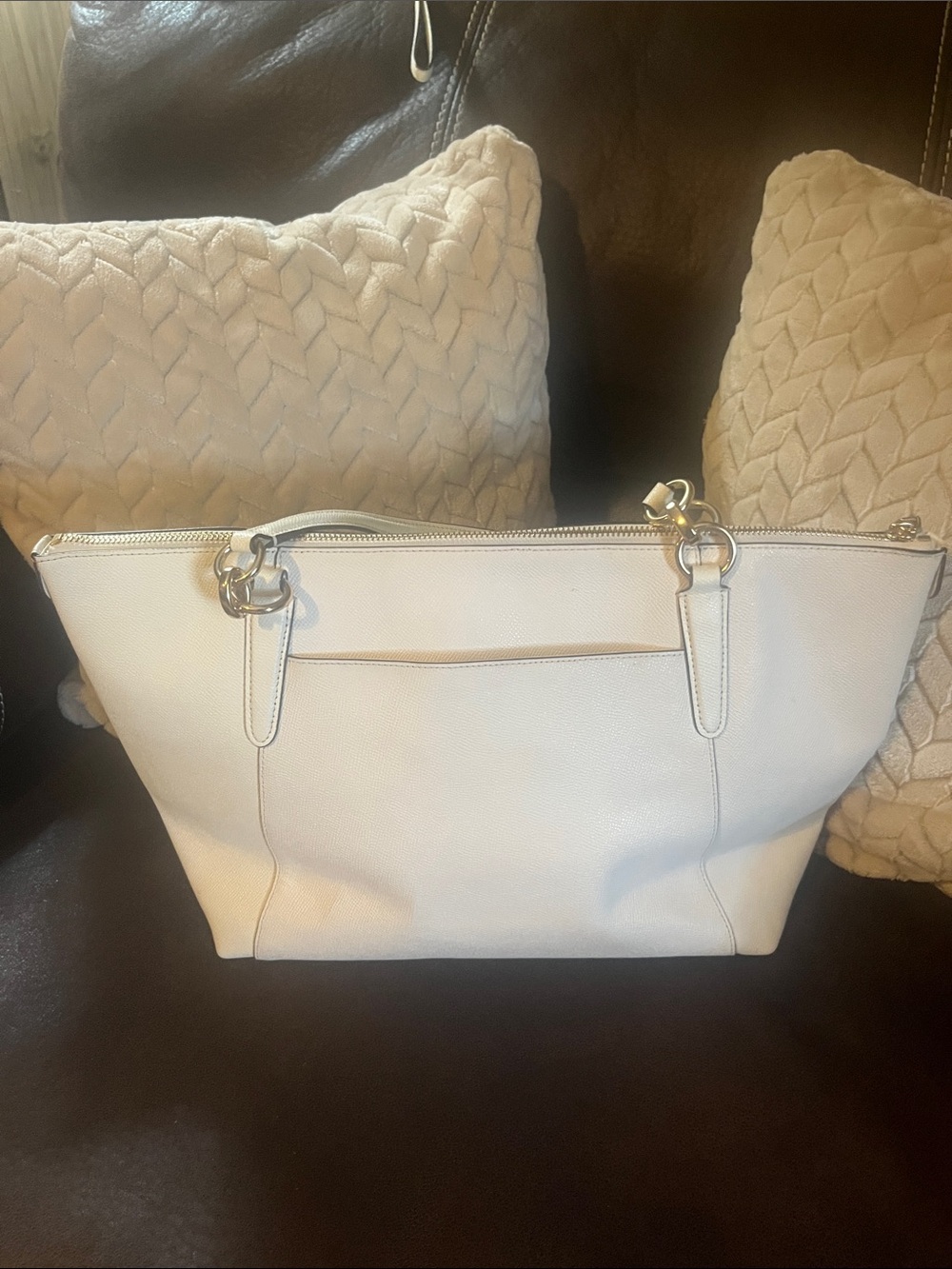 Coach Ava Cream Leather Tote with Matching Wristlet Classic Quiet Luxury Elegant - Picture 3 of 9